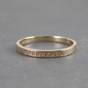 Engravable gold ring, custom made in your size and in 10k or 14k gold. The ring is 2mm wide.