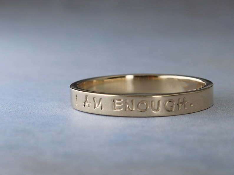 3mm wide gold ring. Handmade in 10k or 14k gold. Can be personalized.