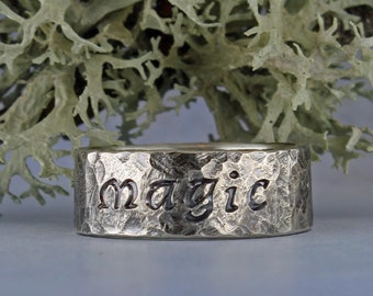 Magic ring, Personalized inscription available, Rustic sterling silver ring, custom jewelry