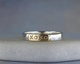 Mixed metal ring, handmade in sterling silver and 10k gold, can be personalized