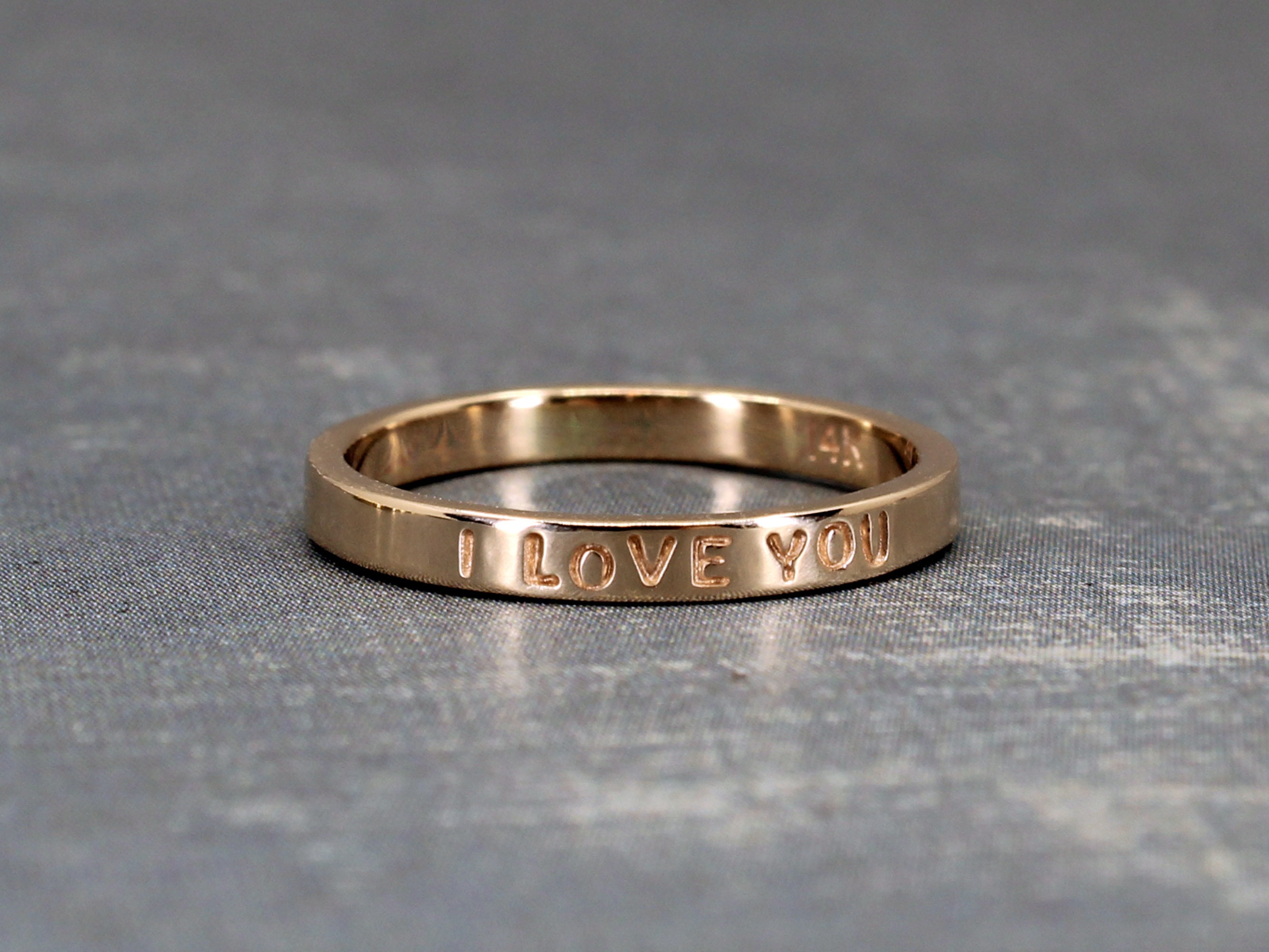 Engraved gold ring personalized gold ring solid 14k or 10k Etsy