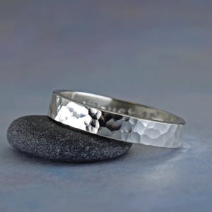 Personalized hammered silver ring, 4mm, Reflections ring, secret message ring, engraved silver ring, hammered silver ring, inscription ring