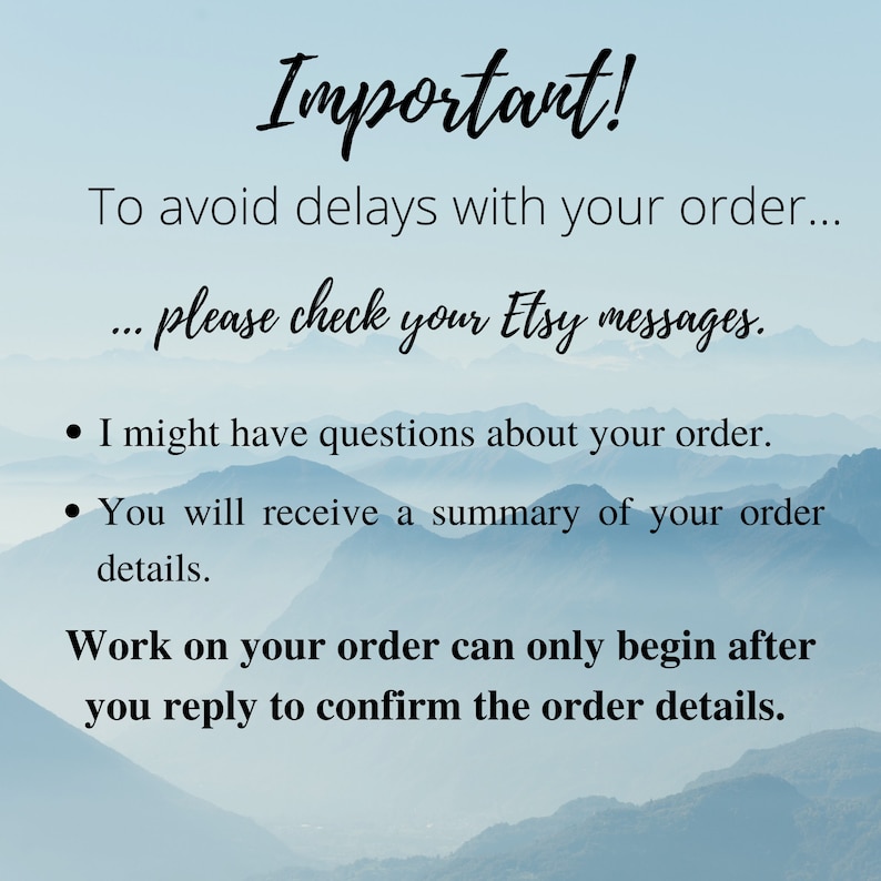 Reminder to check messages after placing order.