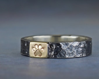 Paw print ring, 5mm wide, dog mom gift, cat lover gift