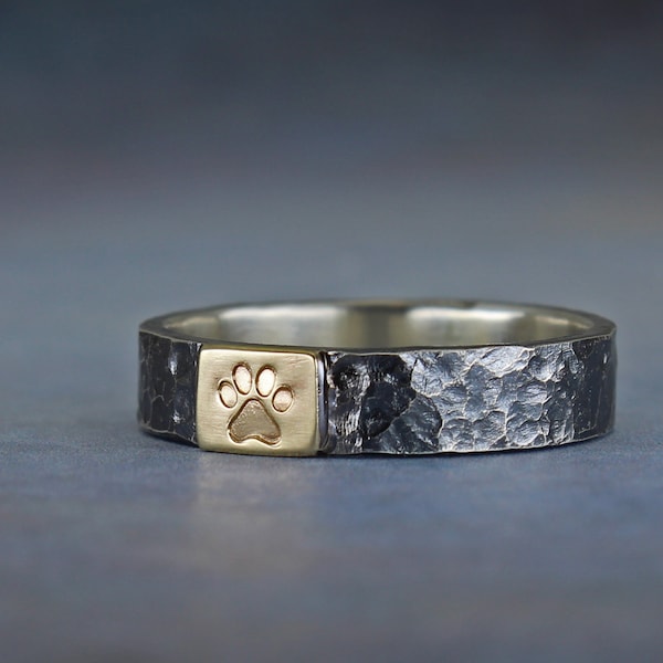 Paw print ring, 5mm wide, dog mom gift, cat lover gift