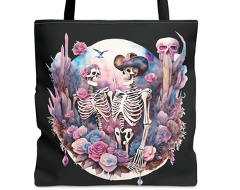 Skeleton Couple Tote Bag Gift for Quilter Book Beach Bag Gift for Mom