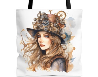 Steampunk Girl Tote Bag Sewing Crochet Knitting Tote