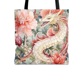 Dragon Crochet Knitting Tote Bag Gift for Mom Book Reader Bag Sewing Fabric Tote