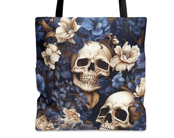 Skull Sewing Crochet Bag Quilting Beach Book Tote Gift for Seamstress