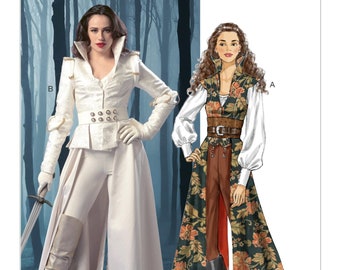 McCall's Pattern 6819-Ren Faire Gothic, Space Outfit, Coat, corset belt, top Size 6-14 or Plus Size 14-22