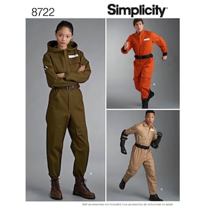 Simplicity Pattern 8722-Misses', Men's, and Teens' Flight Suit-Hal Jordan-Carol Danvers -Ghost Busters Costumes Size XS-XL