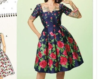 Simplicity Pattern 9291-Rockabilly, Pin up Girl Dress, Bettie Page Style Dress,50's dress-Size 6-14
