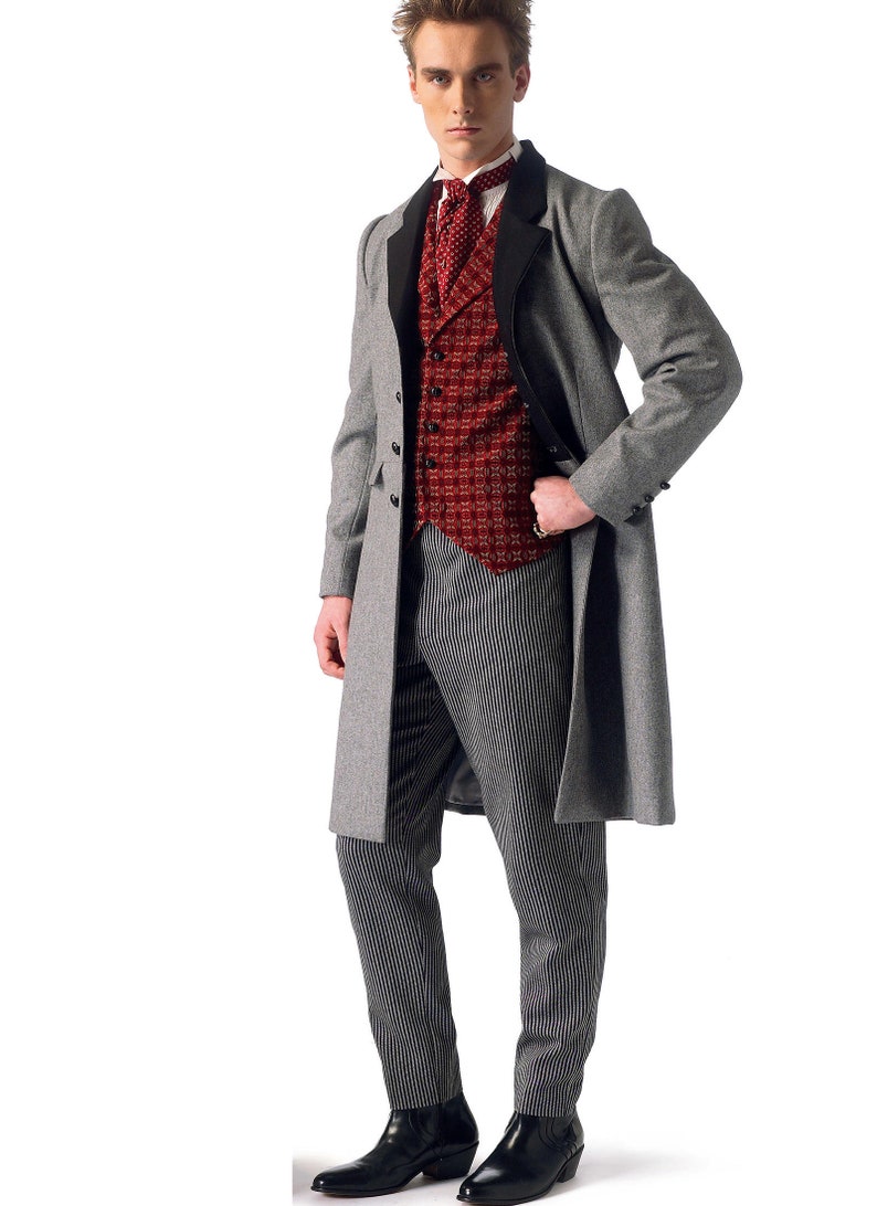 McCall's Costume Pattern 7003 Men's Steampunk Vest Steampunk Long Coat Steampunk Pants Outfit Cosplay Size small-X-large image 7