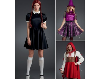 Simplicity 9006 Cosplay Anime Lolita-Corset Dress, Wednesday Addams, Red Riding Hood, Witch Costume Plus Size 14-22