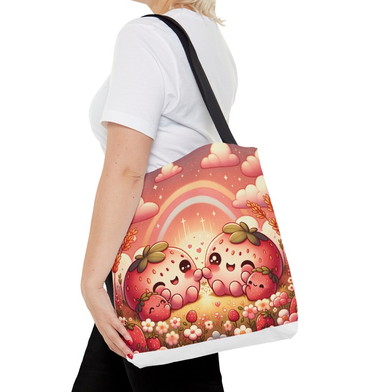 Strawberry Kawaii Babies Nature Tote Bag Sewing Knitting Beach Tote Bag Gift for Reader image 9