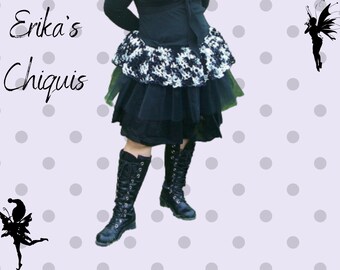 Black Gothic Skirt, Tulle Skirt  ,Lolita Skirt-Up to 36 waist-Gift