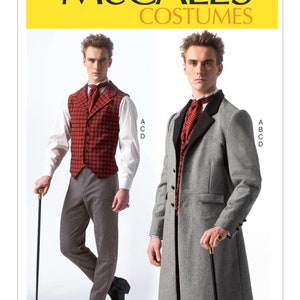 McCall's Costume Pattern 7003 Men's Steampunk Vest Steampunk Long Coat Steampunk Pants Outfit Cosplay Size small-X-large image 1