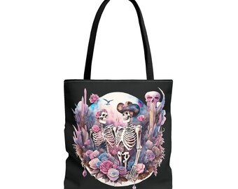 Skeleton Couple Tote Bag Gift for Quilter Book Beach Bag Gift for Mom