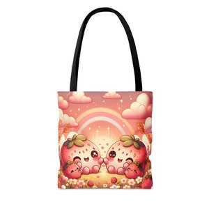 Strawberry Kawaii Babies Nature Tote Bag Sewing Knitting Beach Tote Bag Gift for Reader image 10