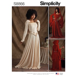 Simplicity Pattern 8866-Lord of the Rings Arwen Ren Faire Costume Dress size 6-14 or plus size 14-22