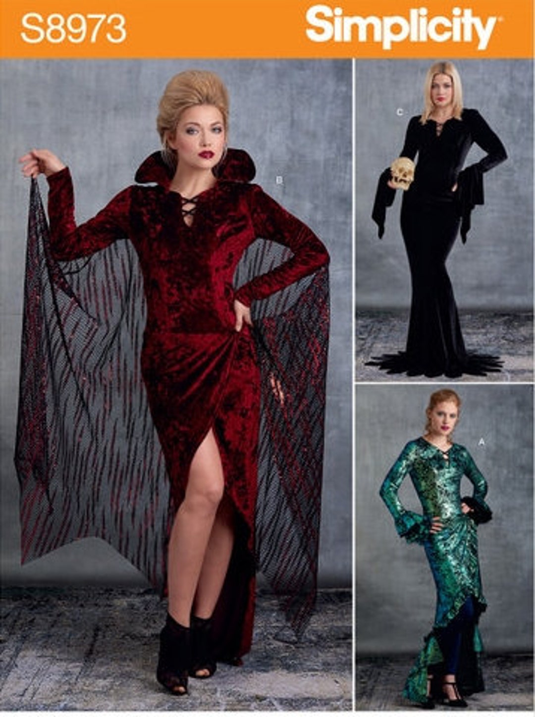 Simplicity Pattern 8973 Morticia, Vampire Dress and Cape Size 6-14 - Etsy