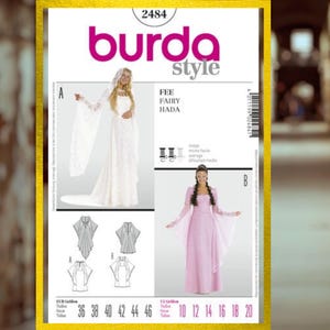 Burda Pattern 2484-Lord of the Rings, Fairy Ren Faire Wedding Dress size 10-20 Out of Print