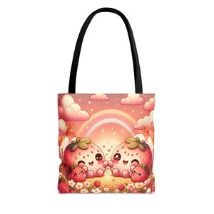 Strawberry Kawaii Babies Nature Tote Bag Sewing Knitting Beach Tote Bag Gift for Reader image 3