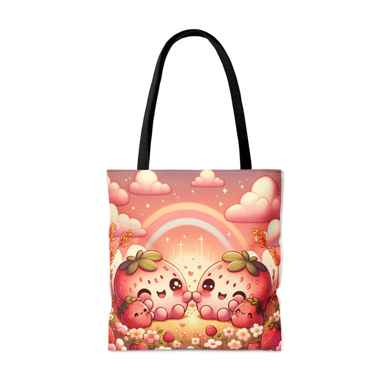 Strawberry Kawaii Babies Nature Tote Bag Sewing Knitting Beach Tote Bag Gift for Reader image 4