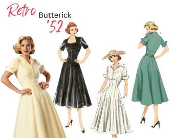 Butterick Pattern 6018 Misses' Fit and Flare Dresses, Rockabilly Size 6-14