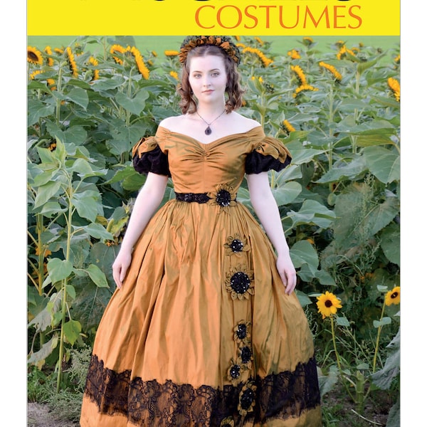 McCall's Pattern 8017- Sunflower Gown Ruffled Sleeve and Boning Dress-Costume Dress size 6-14