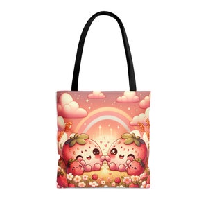 Strawberry Kawaii Babies Nature Tote Bag Sewing Knitting Beach Tote Bag Gift for Reader image 2