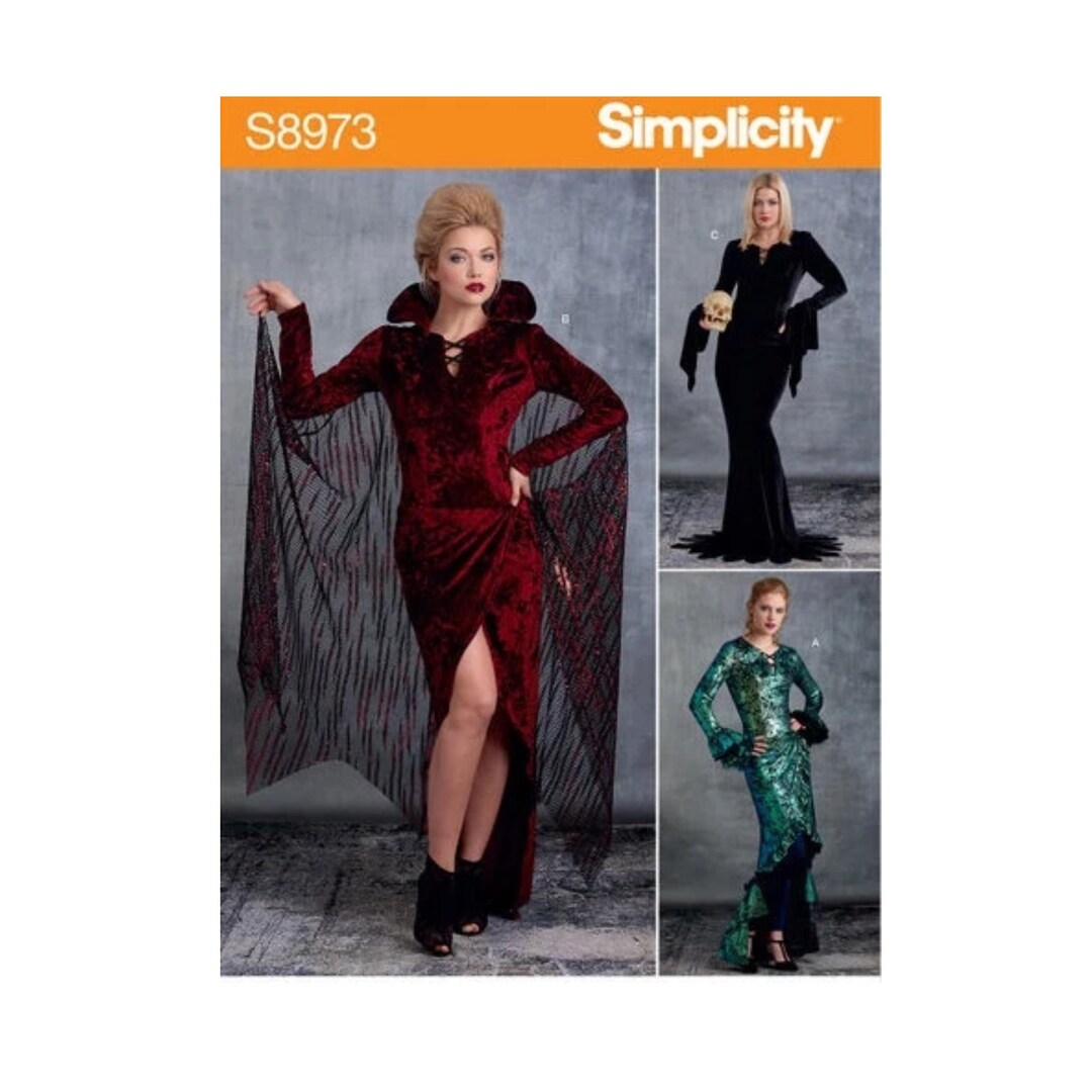 Simplicity Pattern 8973 Morticia, Vampire Dress and Cape Size 6-14 - Etsy