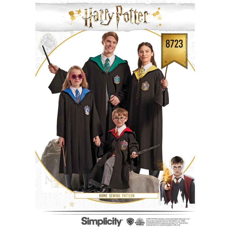 Simplicity Pattern 8723- Harry Potter Robe, Tie and Sweater Size XS-L ...