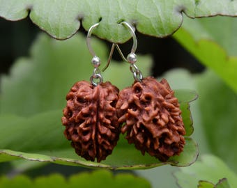 Hand Gathered Rudraksha Earrings from Wat Tam Wua in Northern Thailand - Feel the Power of Calm Mindful Retreat - Crown Chakra