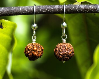 Simple Rudraksha Earrings | Sterling Silver Earwires | Crown Chakra | Yoga Jewelry | Boho Style Earrings | Gifts for Her