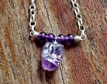 Raw Amethyst Necklace - Third Eye Chakras - Know yourself with clarity