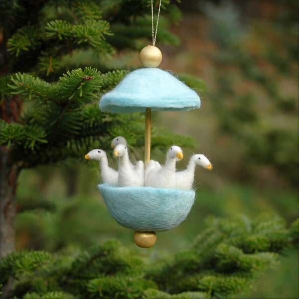 RESERVED for COCORIOS - Six Geese a Laying - Needle Felted Twelve Days of Christmas Ornament