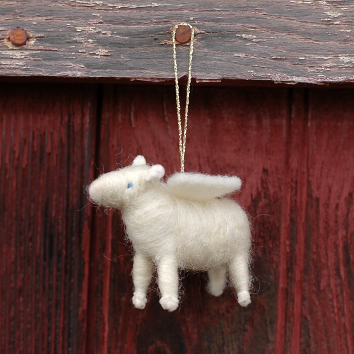 Lamb Angel - Needle Felted Sheep Ornament