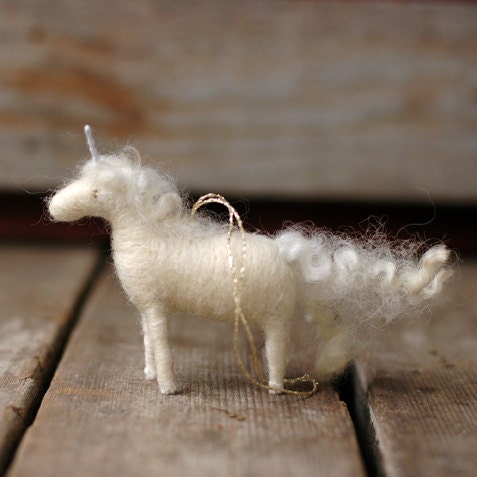 Unicorn - Needle Felted Christmas Ornament