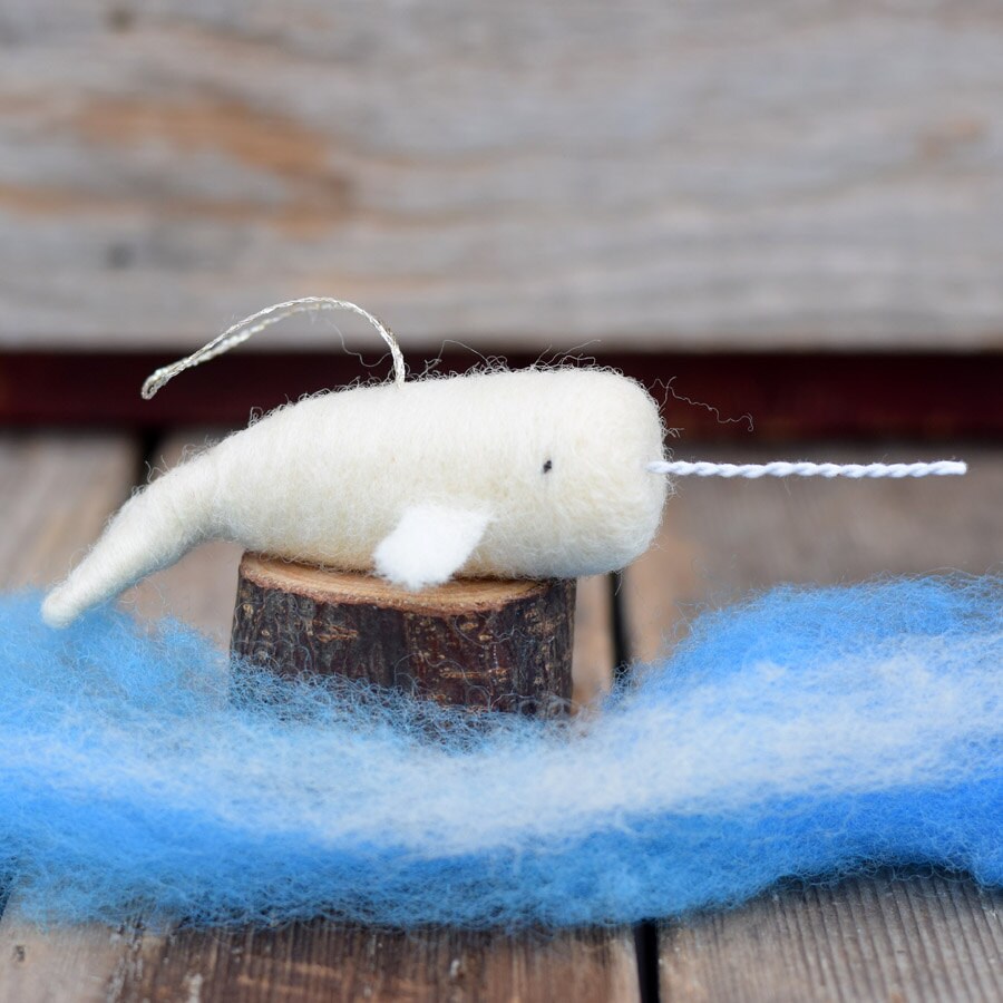 Magical Narwhal -  Needle Felted Unicorn of the Sea Ornament