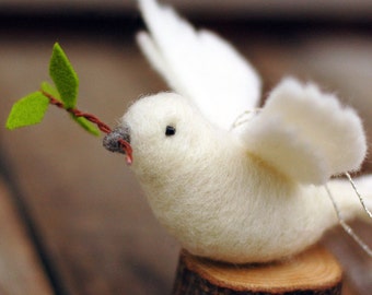 Peace Dove - Needle Felted Wool Ornament