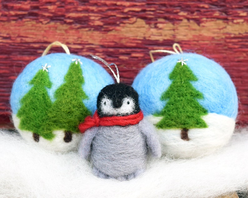 Baby Emperor Penguin Needle Felted Christmas Ornament Etsy