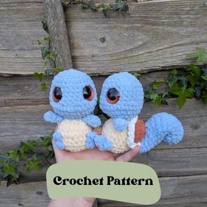 Water Turtle Pocket Monster - Low-sew Anime Amigurumi Crochet Digital Pattern - Crochet Market Mystery Box Pattern - How to Make Guide