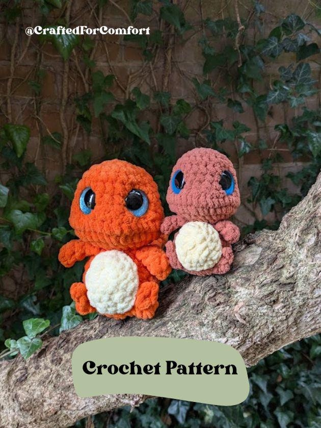 39 Lizard Crochet Patterns for Amigurumi Fans, Gifts, and Quirky Handmade Decor 14 Fire Lizard Low-sew Anime Amigurumi Crochet