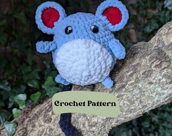 Water Mouse - Low-sew Anime Amigurumi Crochet Digital Pattern - How to Make Guide