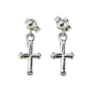 Sterling Silver Cross Earrings,Cross Earrings,Tiny Cross Earrings,Religious Earrings Jewelry,First Communion Confirmation Cross Earrings