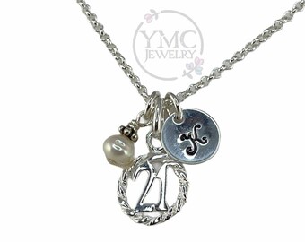 Collier en argent sterling 21e anniversaire pour fille, bijoux personnalisés, 21e collier pour fille de 21 ans, 21e vingt et unième bijoux