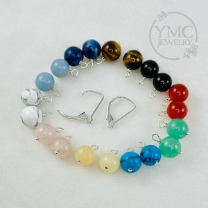 Interchangeable Silver Leverback Earrings-6 Pairs,Interchangeable Gemstone Dangle Charm Earrings,Interchangeable Earrings,Leverback Earrings