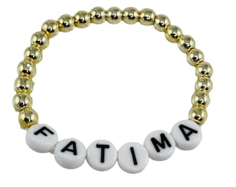 Personalized Gold Baby Girl Name Bracelet,Little Girls Name Bracelet,Newborn Baby Twin ID Name Bracelet,Trendy Toddler Girl Name Bracelet