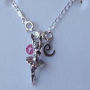 Sterling Silver Personalized Ballerina Necklace,Ballet Necklace,Recital Gifts Necklace,Dance Jewelry,Initial Birthstone Necklace,Dancer Gift
